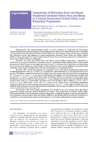 Comparison of Refractive Error and Visual Impairment Between Native Iban and Malay in a Formal Government School Vision Loss Prevention Programme