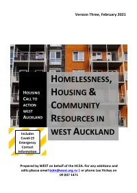 Homelessness, Housing & Community Resources in West Auckland