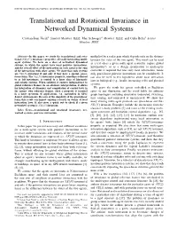 Translational and Rotational Invariance in Networked Dynamical Systems