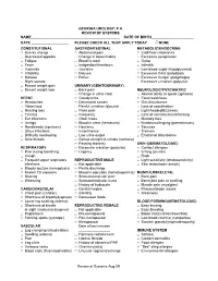 Georgia Urology, Pa Review of Systems Name___Date of Birth