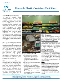 Reusable Plastic Container Fact Sheet