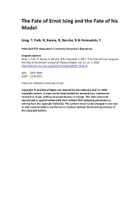The Fate of Ernst Ising and the Fate of His Model