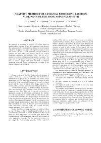 Adaptive Method for 1-D Signal Processing Based on Nonlinear Filter Bank and Z-Parameter