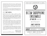 Bccm Saxophone Ensemble