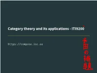 Category Theory and Its Applications - ITI9200