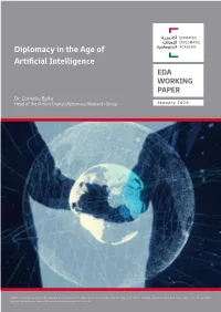Diplomacy in the Age of Artificial Intelligence EDA WORKING PAPER Dr
