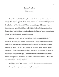 Doubting Thomas” in Christian Tradition and Popular Imagination