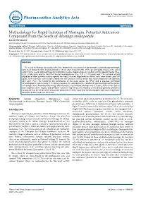 Methodology for Rapid Isolation of Moringin: Potential Anticancer