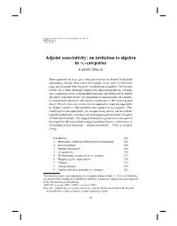 Adjoint Associativity: an Invitation to Algebra in -Categories 1 JOSEPHLIPMAN