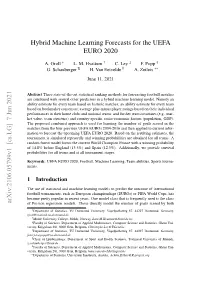 Hybrid Machine Learning Forecasts for the UEFA EURO 2020 Arxiv
