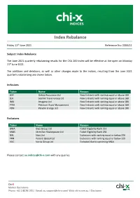Index Rebalance