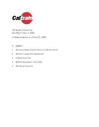 JPB Board of Directors Meeting of June 4, 2020 Correspondence As Of