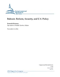 Bahrain: Reform, Security, and U.S. Policy