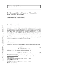 DC Decomposition of Nonconvex Polynomials with Algebraic Techniques