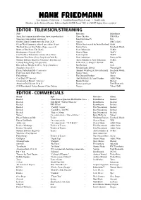 Hank Friedmann CV