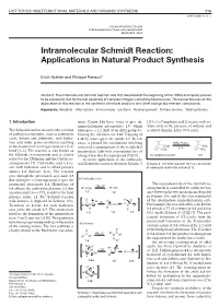 Intramolecular Schmidt Reaction: Applications in Natural Product Synthesis