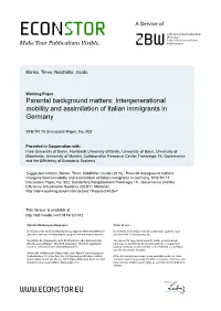 Parental Background Matters: Intergenerational Mobility and Assimilation of Italian Immigrants in Germany