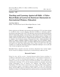 Teaching and Learning Against All Odds: a Video- Based Study of Learner-To-Instructor Interaction in International Distance Education