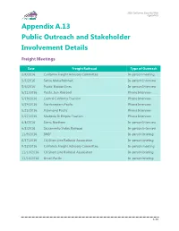 Appendix A.13 Public Outreach and Stakeholder Involvement (PDF)