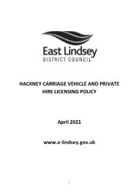 Hackney Carriage and Private Hire Licensing Policy