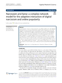 Narcissism and Fame: a Complex Network Model for the Adaptive Interaction of Digital Narcissism and Online Popularity