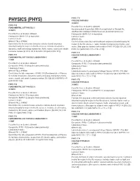 Physics (PHYS) 1