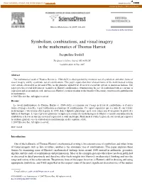 Symbolism, Combinations, and Visual Imagery in the Mathematics of Thomas Harriot