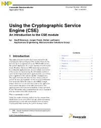 Using the Cryptographic Service Engine (CSE)