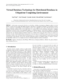 Virtual Database Technology for Distributed Database in Ubiquitous Computing Environment