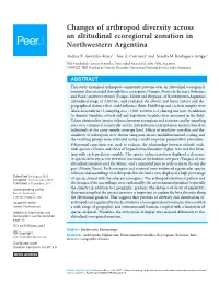 Changes of Arthropod Diversity Across an Altitudinal Ecoregional Zonation in Northwestern Argentina