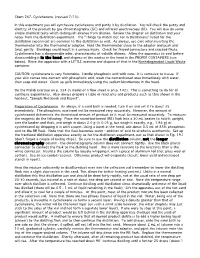 Chem 267. Cyclohexene. (Revised 7/10). in This Experiment You Will