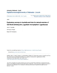 Exploratory Surveys in Australia and Asia for Natural Enemies of Old World Climbing Fern, Lygodium Microphyllum: Lygodiaceae