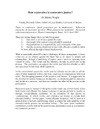 How Restorative Is Restorative Justice?
