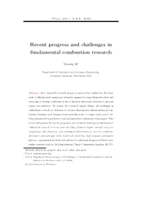 Recent Progress and Challenges in Fundamental Combustion Research