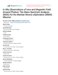 1 the Mass Spectrum Analyzer (MSA) for the Martian Moons Explorat