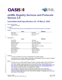 Ebxml Registry Services and Protocols Version