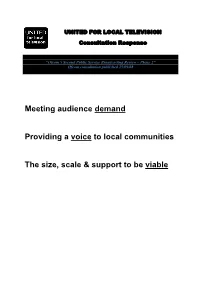 Meeting Audience Demand Providing a Voice to Local Communities The