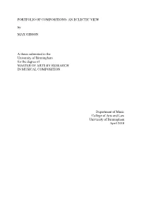 PORTFOLIO of COMPOSITIONS: an ECLECTIC VIEW By