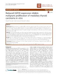 Reduced USP39 Expression Inhibits Malignant Proliferation of Medullary Thyroid Carcinoma in Vitro Yong An†, Shuwen Yang†, Kai Guo, Ben Ma and Yu Wang*