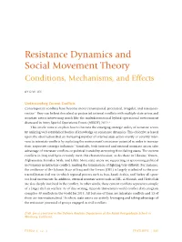Resistance Dynamics and Social Movement Theory Conditions, Mechanisms, and Effects
