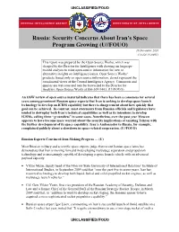 Russia: Security Concerns About Iran's Space Program Growing