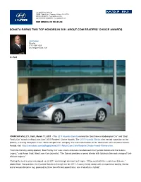 Sonata Earns Two Top Honors in 2011 About.Com Readers’ Choice Awards