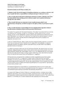 The Labour Party Agrees with the Recommendations