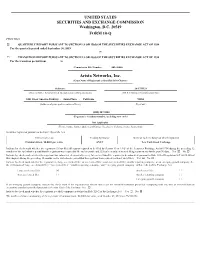 Arista Networks, Inc. (Exact Name of Registrant As Specified in Its Charter)
