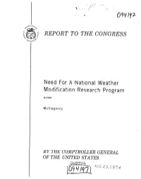 B-133202 Need for a National Weather Modification Reseach Program