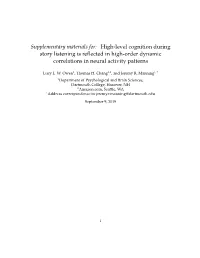 High-Level Cognition During Story Listening Is Reflected In