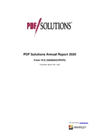 PDF Solutions Annual Report 2020