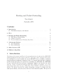 Routing and Packet Forwarding