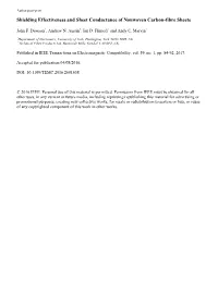 Shielding Effectiveness and Sheet Conductance of Nonwoven Carbon-Fibre Sheets