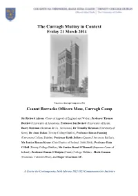 The Curragh Mutiny in Context Friday 21 March 2014